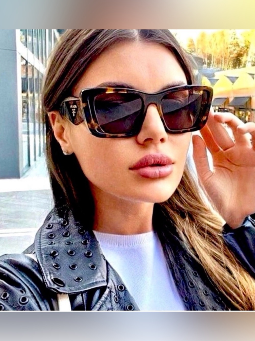PRADA Sunglasses Honey Havana Tortoise Large Geometric Symbole Acetate PR08YS - Picture 6 of 6